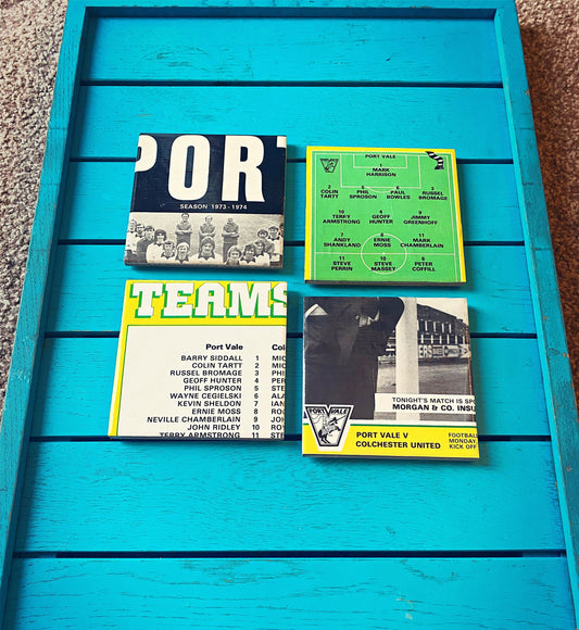 Vintage Port Vale Football Programme Coasters. Upcycled Football Gift. Man Cave Home Decor. Retro Football Gift for Dad. Valiants.