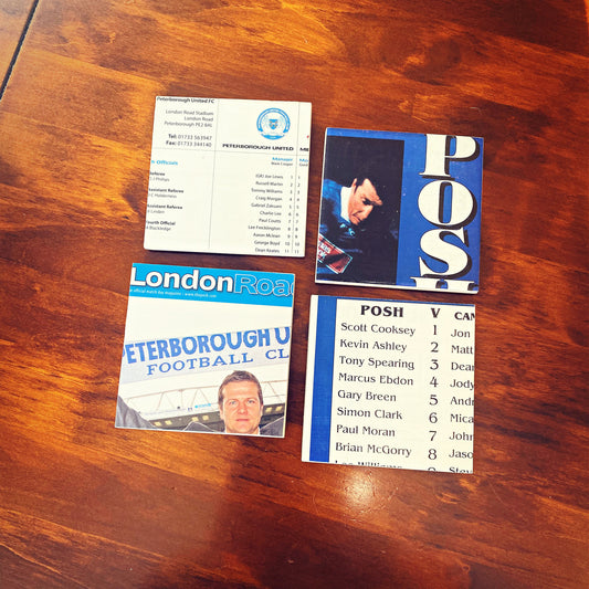 Vintage Peterborough United Football Programme Coasters. Upcycled Football Gift. Man Cave Home Decor. Retro Football Gift for Dad.