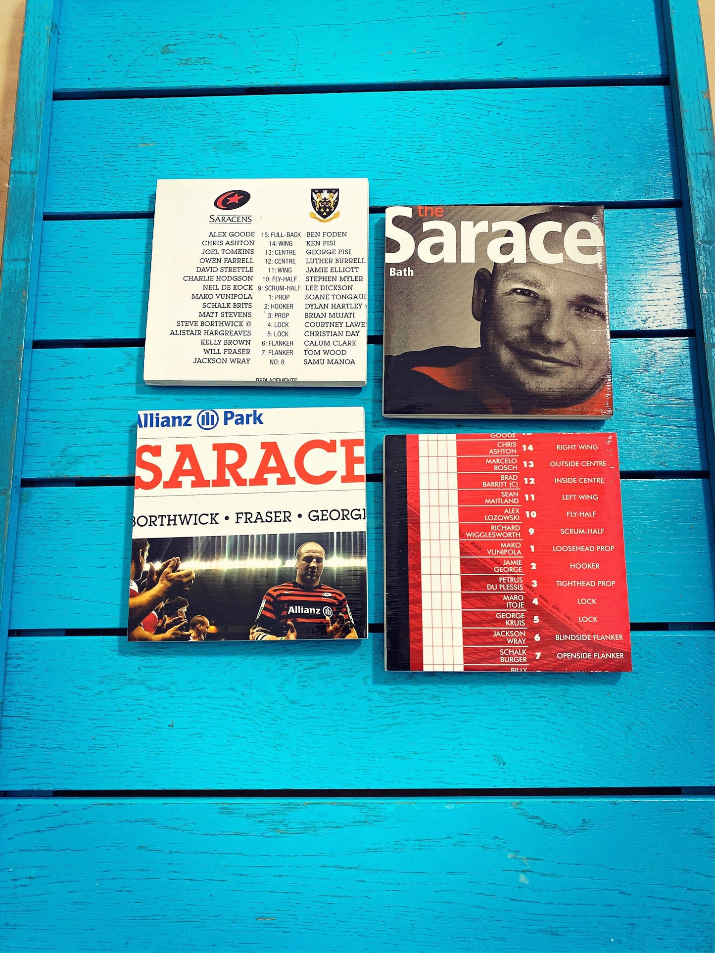 Vintage Saracens Rugby Programme Coasters. Upcycled Rugby Gift. Man Cave Home Decor. Retro Rugby Union Gift for Dad. Sarries.