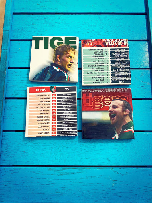 Vintage Leicester Tigers Rugby Programme Coasters. Upcycled Rugby Gift. Man Cave Home Decor. Retro Rugby Union Gift for Dad. Welford Road.