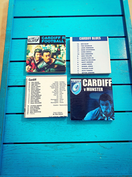 Vintage Cardiff Blues Rugby Programme Coasters. Upcycled Rugby Gift. Man Cave Home Decor. Retro Rugby Union Gift for Dad. Wales Rugby.