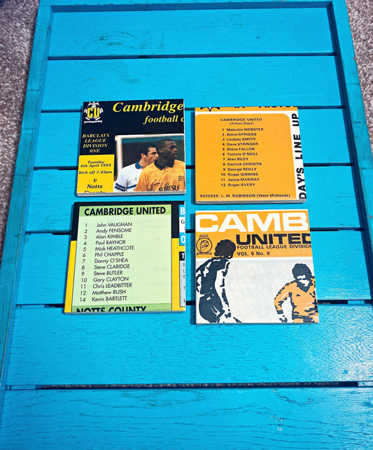 Vintage Cambridge United Football Programme Coasters. Upcycled Football Gift. Man Cave Home Decor. Retro Football Gift for Dad.
