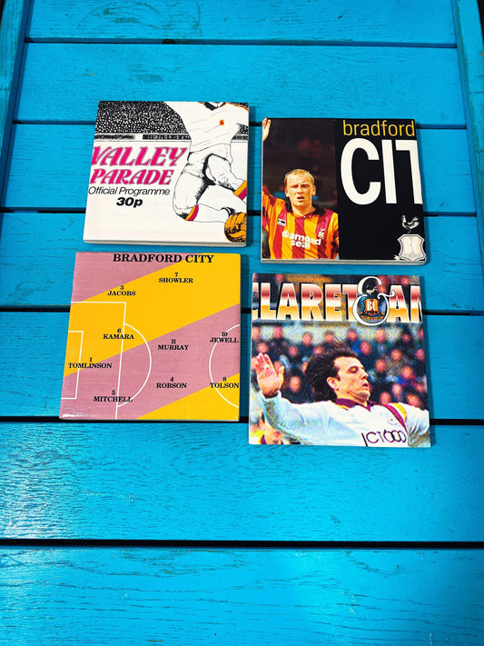 Vintage Bradford City Football Programme Coasters. Upcycled Football Gift. Man Cave Home Decor. Retro Football Gift for Dad.
