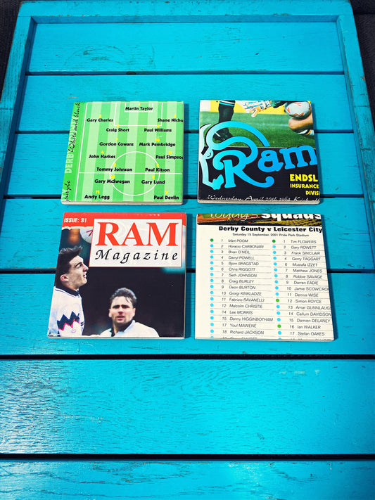 Vintage Derby County Football Programme Coasters. Upcycled Football Gift. Man Cave Home Decor. Retro Football Gift for Dad. The Rams.