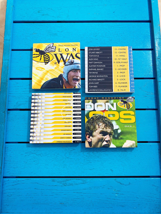 Vintage London Wasps Rugby Programme Coasters. Upcycled Rugby Gift. Man Cave Home Decor. Retro Rugby Union Gift for Dad. Wasps.