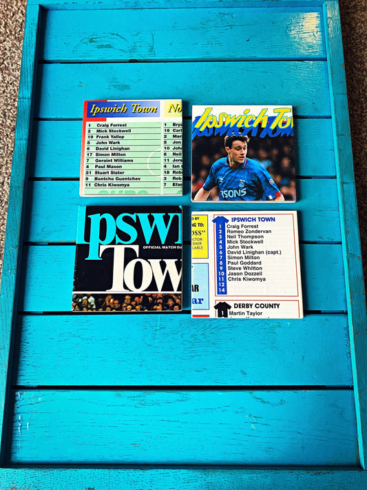 Vintage Ipswich Town Football Programme Coasters. Upcycled Football Gift. Man Cave Home Decor. Retro Football Gift for Dad.