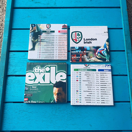Vintage London Irish Rugby Programme Coasters. Upcycled Rugby Gift. Man Cave Home Decor. Retro Rugby Union Gift for Dad. Ireland Exiles.