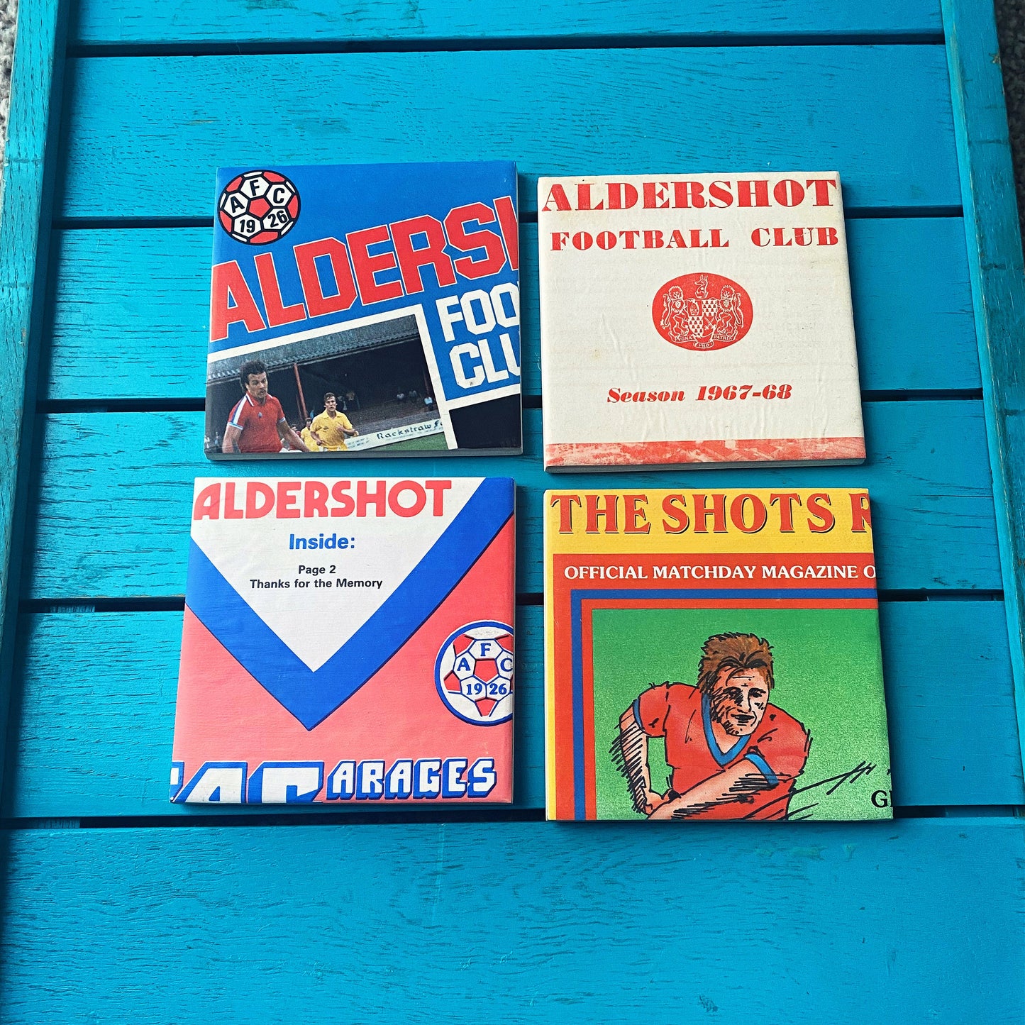 Vintage Aldershot Football Programme Coasters. Upcycled Football Gift. Man Cave Home Decor. Retro Football Gift for Dad.