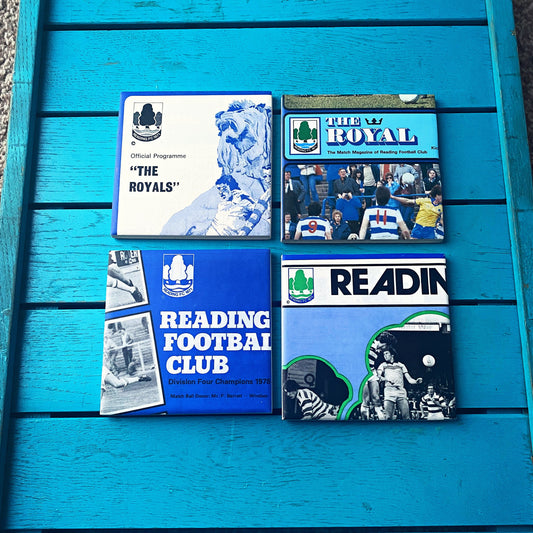 Vintage Reading Football Programme Coasters. Upcycled Football Gift. Man Cave Home Decor. Retro Football Gift for Dad. Royals.