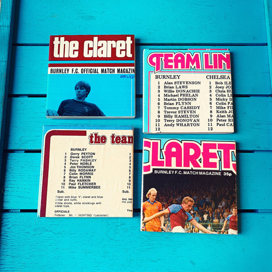 Vintage Burnley Football Programme Coasters. Upcycled Football Gift. Man Cave Home Decor. Retro Football Gift for Dad. Clarets. Turf Moor.