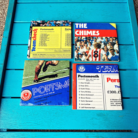Vintage Portsmouth Football Programme Coasters. Upcycled Football Gift. Man Cave Home Decor. Retro Football Gift for Dad. Pompey