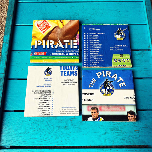 Vintage Bristol Rovers Football Programme Coasters. Upcycled Football Gift. Man Cave Home Decor. Retro Football Gift for Dad. Pirates.