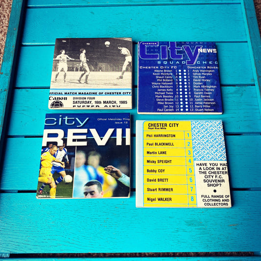 Vintage Chester City Football Programme Coasters. Upcycled Football Gift. Man Cave Home Decor. Retro Football Gift for Dad.