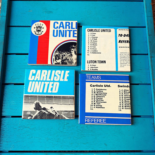 Vintage Carlisle United Football Programme Coasters. Upcycled Football Gift. Man Cave Home Decor. Retro Football Gift for Dad.