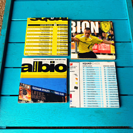 Vintage Burton Albion Football Programme Coasters. Upcycled Football Gift. Man Cave Home Decor. Retro Football Gift for Dad. Brewers.