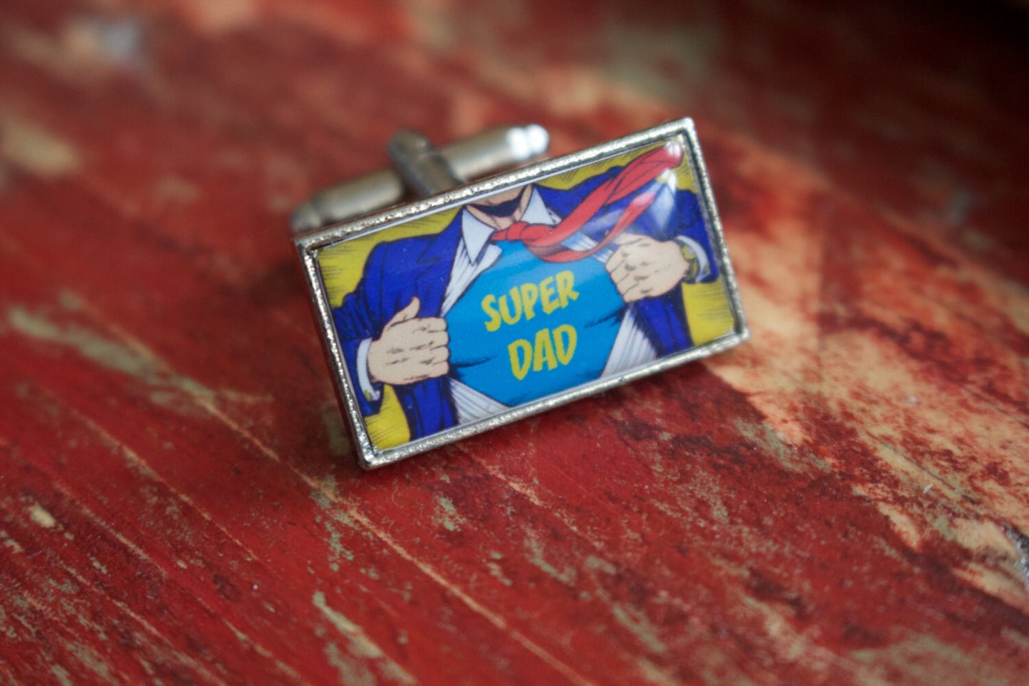 Superdad cufflinks  - Perfect gift for Dad - Superhero Dad / Father / Grandad. Pocket Watch. Tie Clip. Christmas Dad Gift